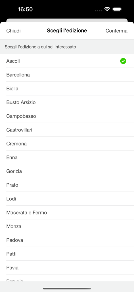 Astalegale Newspaper - Selection screen for Italian court auction newspaper editions by city