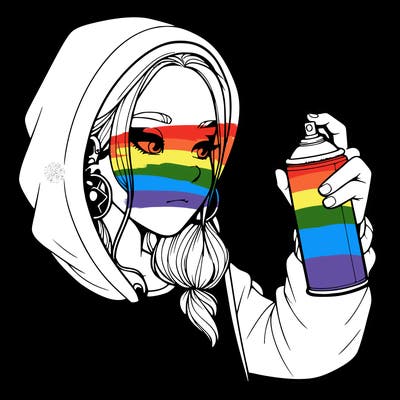 a realistic girl, spray painting