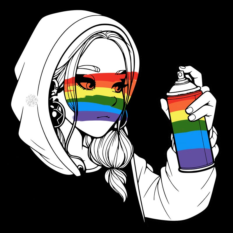 a realistic girl, spray painting