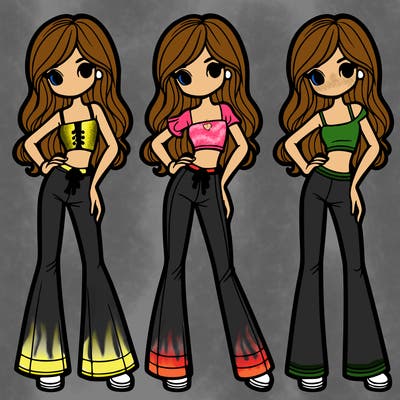 girl with crop top and bell bottom pants