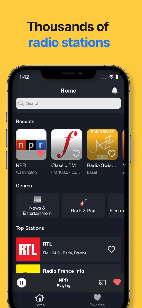 Radio‎‎ App Australia - Radio App Australia interface showing various radio stations and genres like News and Rock