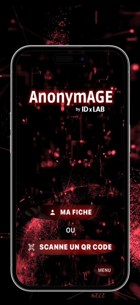 AnonymAGE - AnonymAGE mobile app home screen showing options to view profile or scan a QR code for anonymous age verification.