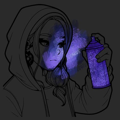 a realistic girl, spray painting