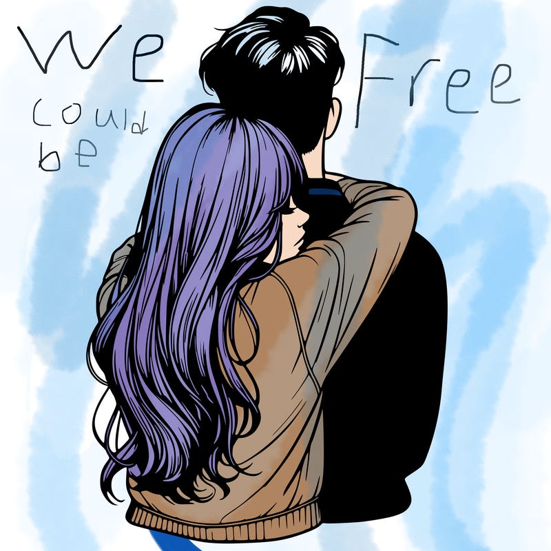 realistic girl hugging boyfriend from back