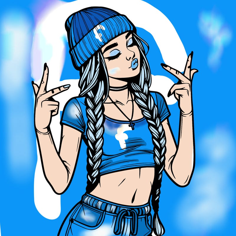 realistic teenage girl with braids and a beanie and crop top doing 🫶🏼