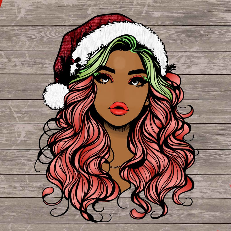 realistic christmas girl with wavy hair and lips