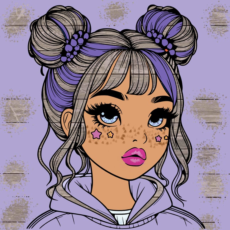 realistic girl with space buns