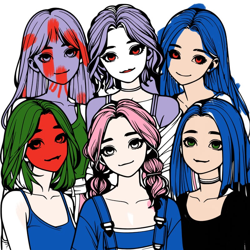 a group of girls realistic