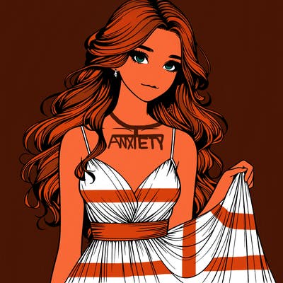 realistic girl in flowy silky prom dress