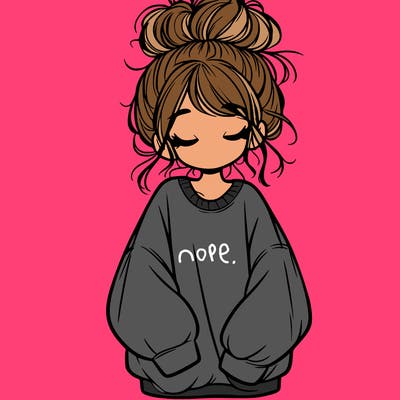 girl with baggy sweatshirt and messy bun