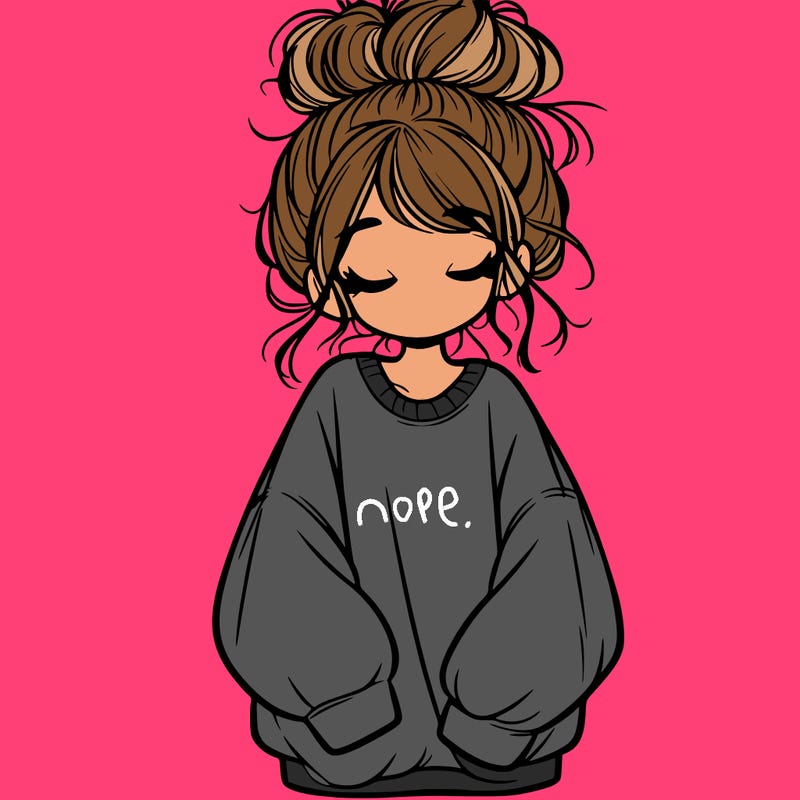 girl with baggy sweatshirt and messy bun