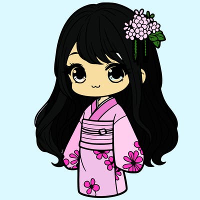 detailed pretty girl in a kimono