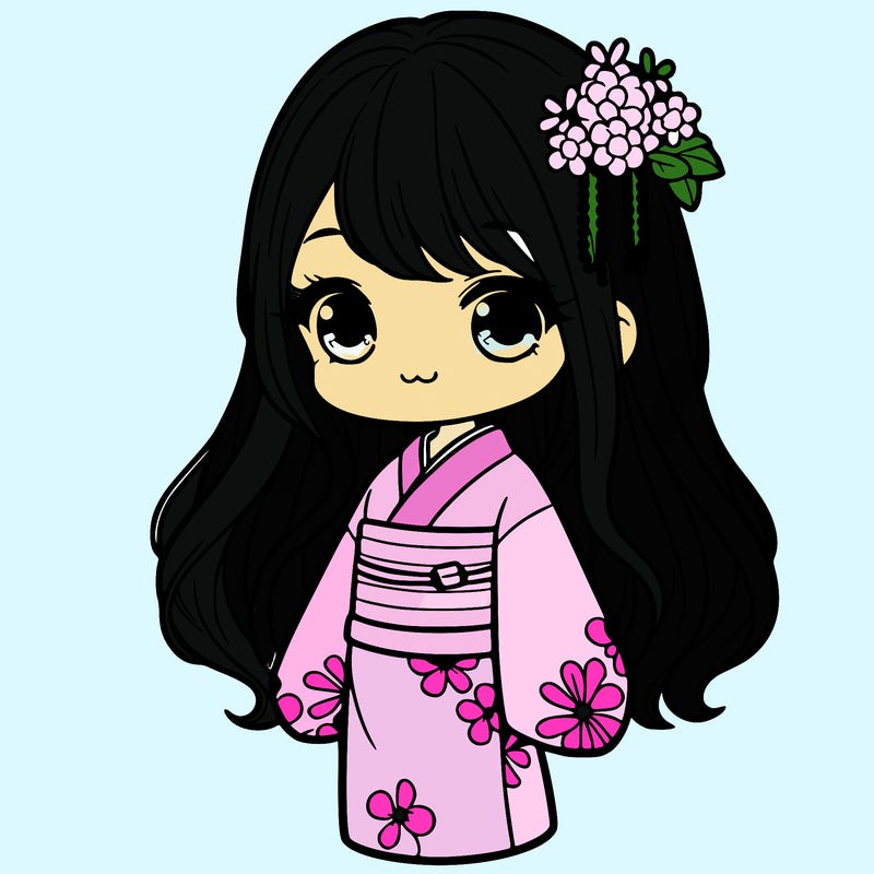 detailed pretty girl in a kimono