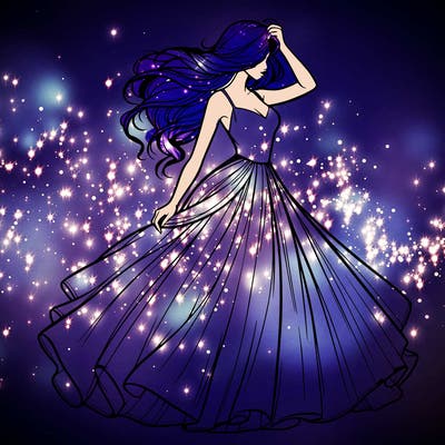 realistic woman with dress flowing in the wind