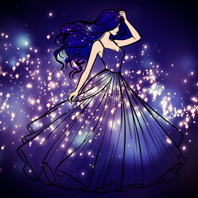 realistic woman with dress flowing in the wind