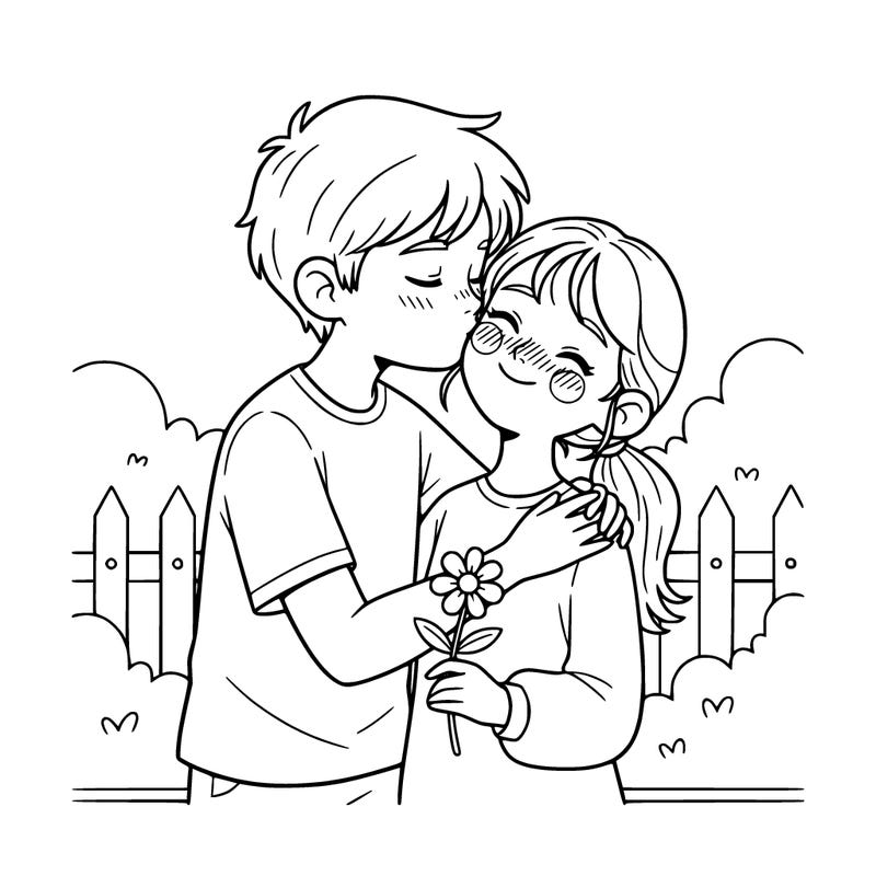 a boy kissed a blushing girl