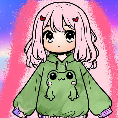 girl wearing frogging sweatshirt
