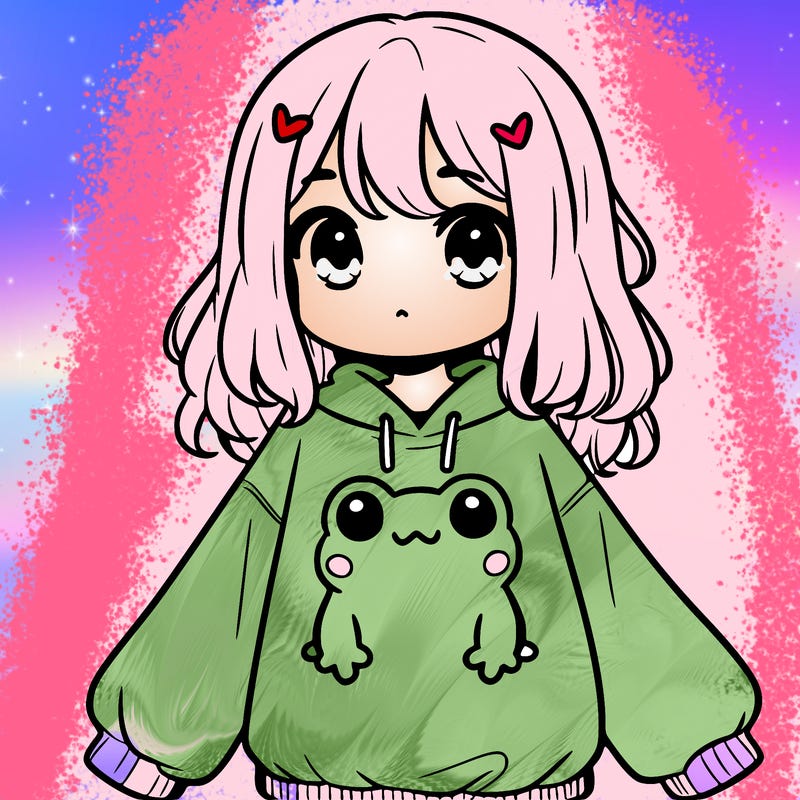 girl wearing frogging sweatshirt