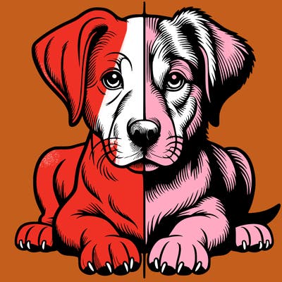 realistic dog split picture