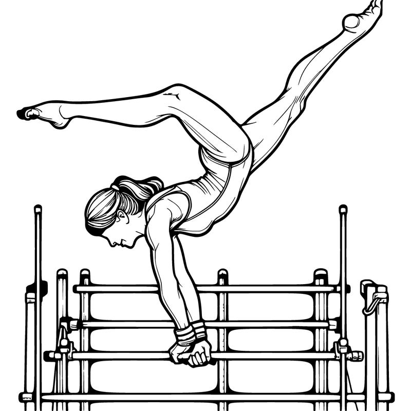 realistic gymnast on bars