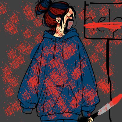 realistic girl with a oversized sweatshirt on and a bun