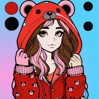 realistic girl in a animal pjs hoodie