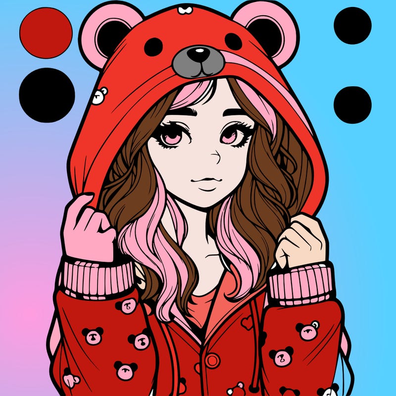 realistic girl in a animal pjs hoodie