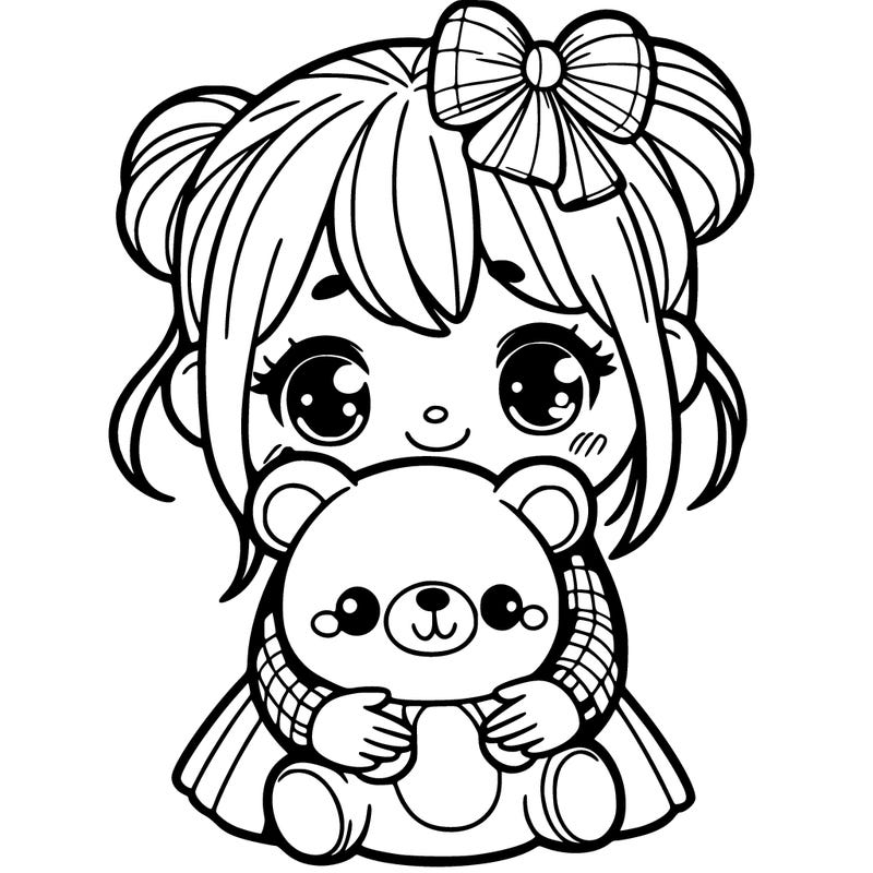 girl with a bear plushie
