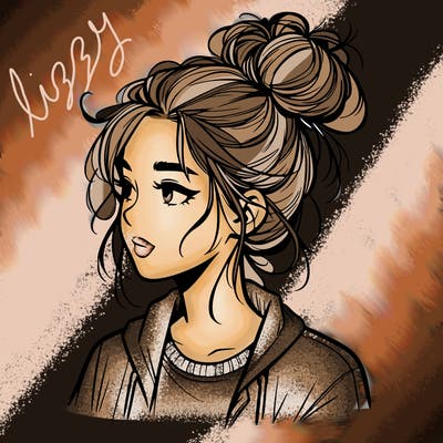 realistic teenage girl with a messy bun