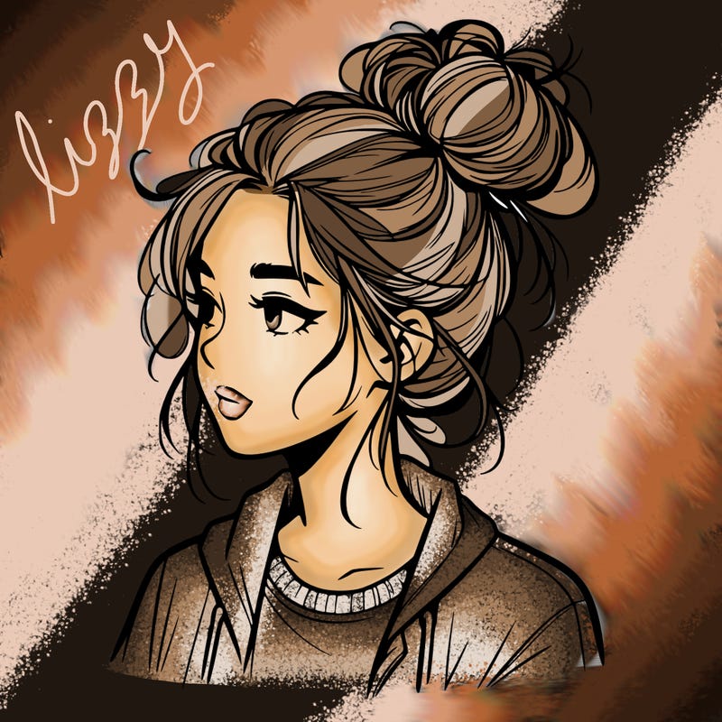 realistic teenage girl with a messy bun