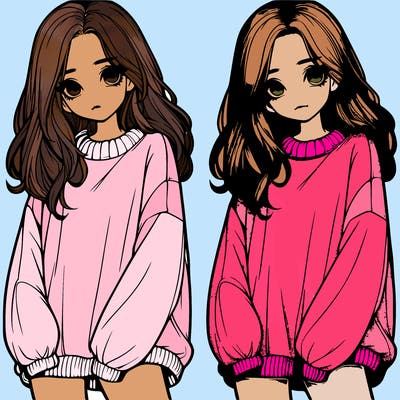 realistic girl with baggy sweater
