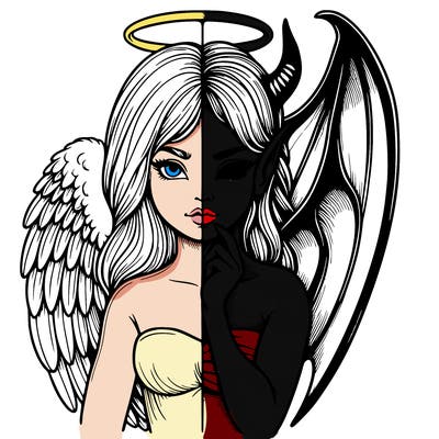 realistic angel half demon