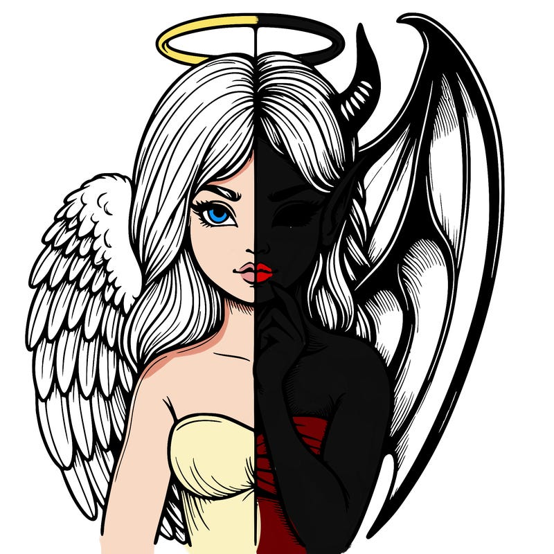 realistic angel half demon