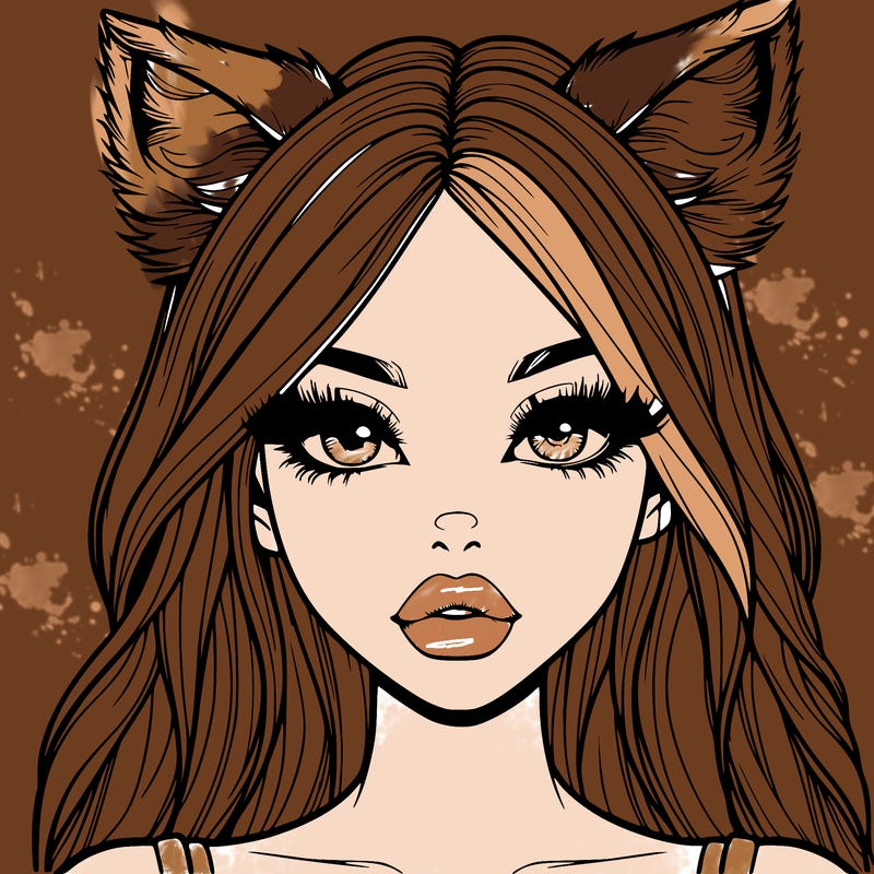 realistic girl with fox ears and realistic lips