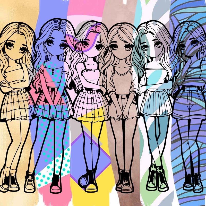 a group of girls realistic