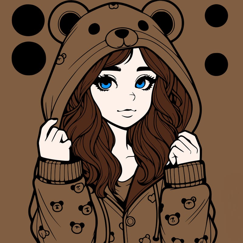 realistic girl in a animal pjs hoodie