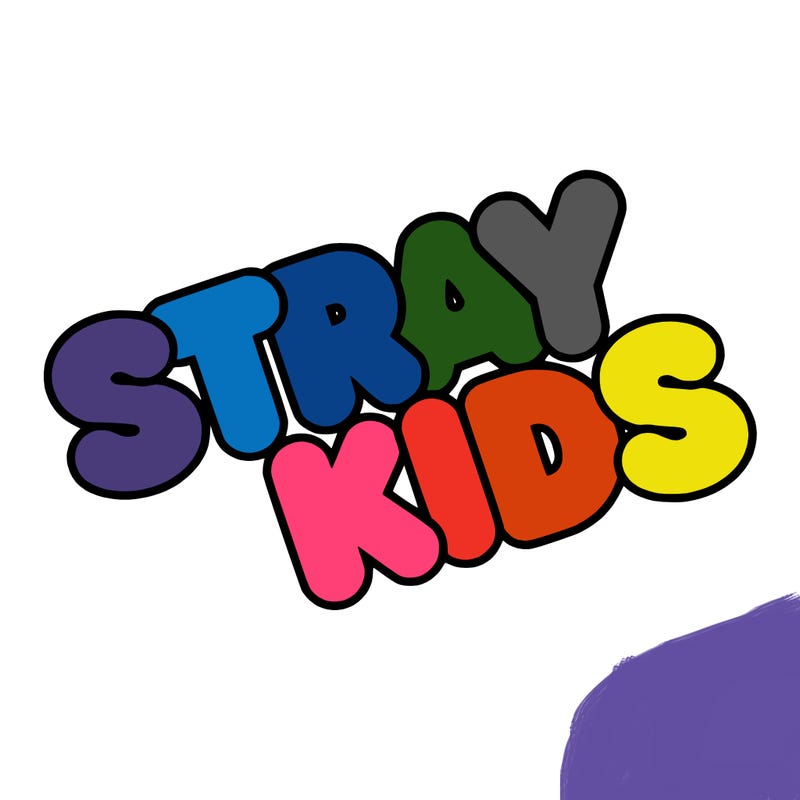 bubble letters saying stray kids
