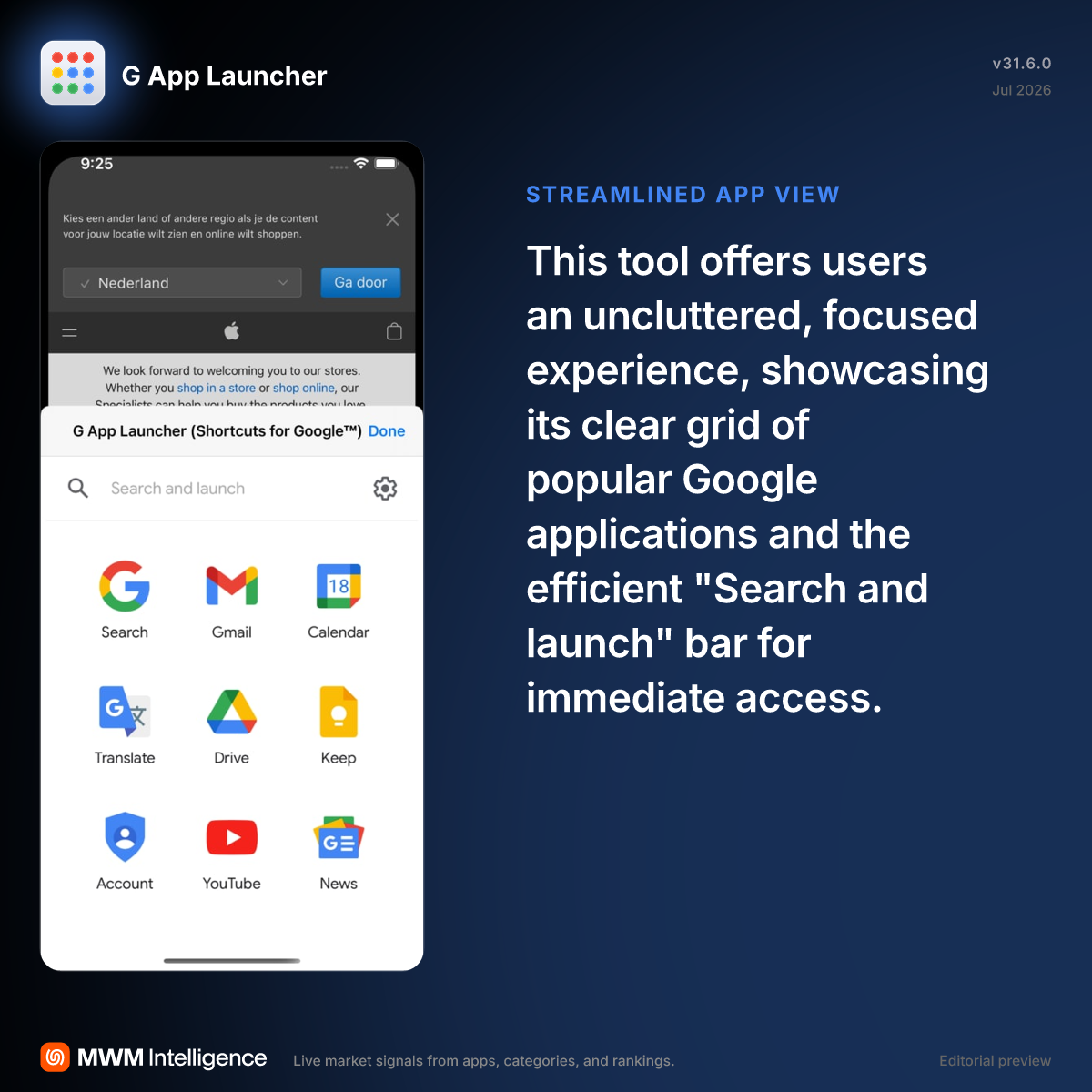 G App Launcher - Productivity App | MWM