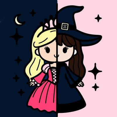 split princess and witch