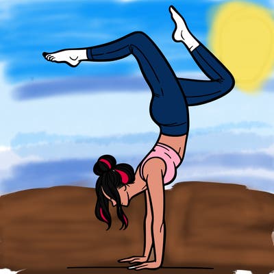 a woman doing a handstand