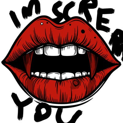 lips with vampire teeth