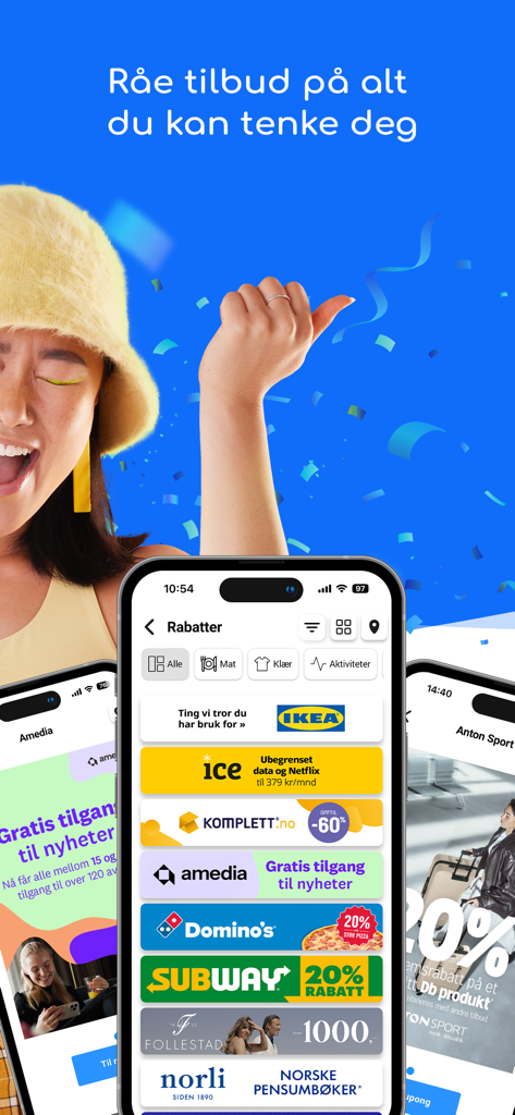 Studentkalender app - A mobile app interface displaying student discounts for brands like IKEA, Domino's, and Subway.