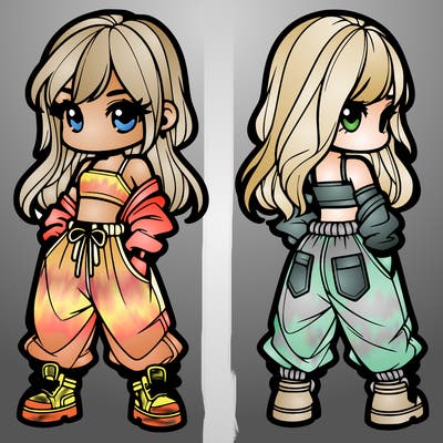 girl in crop top and baggy pants