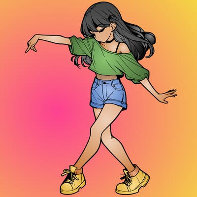 realistic girl danceing