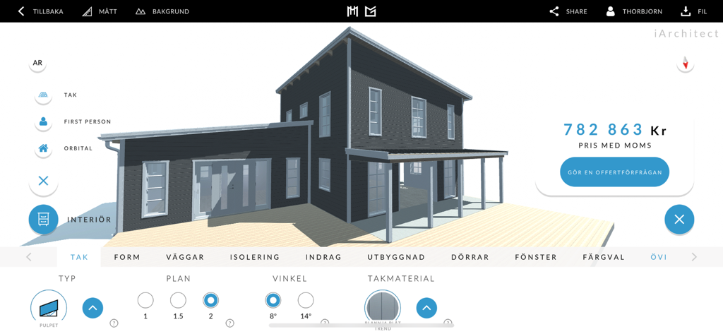 iArchitect - 3D architectural model of a house with real-time price estimation in iArchitect app