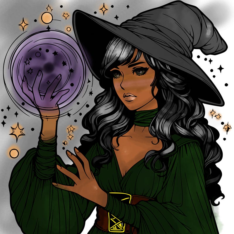 realistic women sorcerer using magic