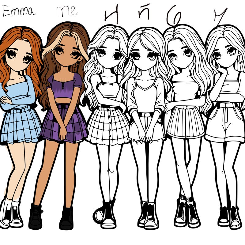 a group of girls realistic