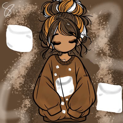 girl with baggy sweatshirt and messy bun