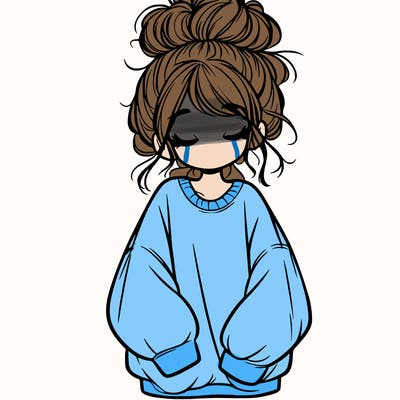 girl with baggy sweatshirt and messy bun