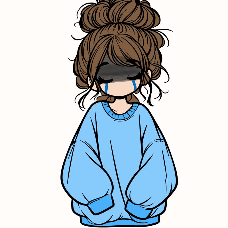 girl with baggy sweatshirt and messy bun